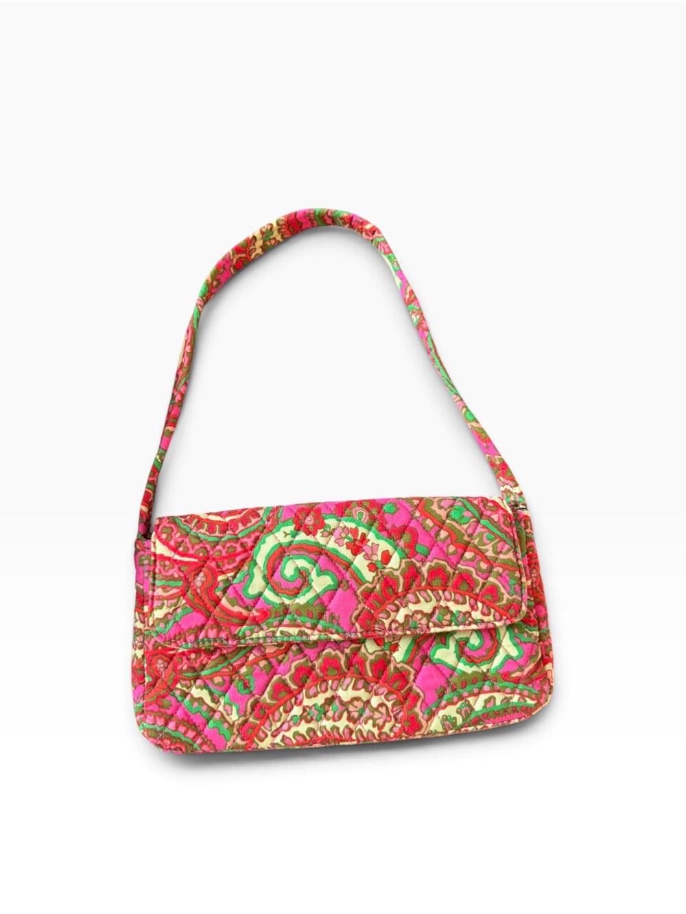 Vera Bradley Quilted Paisley Shoulder Bag in Pink & Green